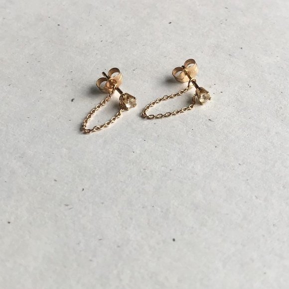 Diamond Chain Stud Earrings _ Bluboho - Picture 6 of 8